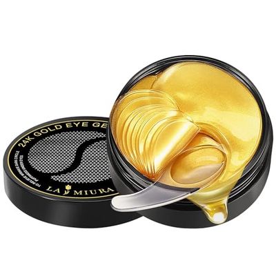 LA MIURA 24K Gold Under Eye Patches - 60 Pcs Eye Masks for Dark Circles Puffiness - Skin Care with Collagen Hyaluronic Acid - Anti-Aging &amp; Rejuvenating Hydrogel Eye Patch