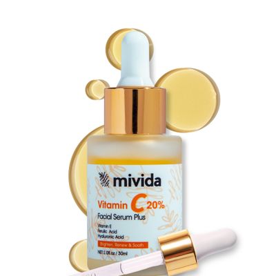 Premium 20% Vitamin C Facial Serum Plus Hyaluronic AcidFerulic Acid,Vitamin E Anti Aging &amp; Anti-Wrinkle Brightening Serum For Face Lightweight Maximum Strength Formula 1 fl oz