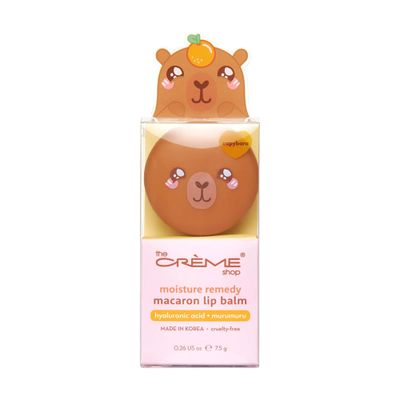 The Crme Shop Capybara Macaron Lip Balm, Korean Lip Balm with Shea Butter and Vitamin E (Tangerine)