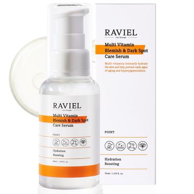 RAVIEL Multi Vitamin Dark Spot &amp; Blemish Face Serum 7 Hyaluronic Acid for Deep Hydration &amp; Brightening for All Skin Types Snail Mucin, Anti Aging, Korean Skincare (1.69 fl oz)