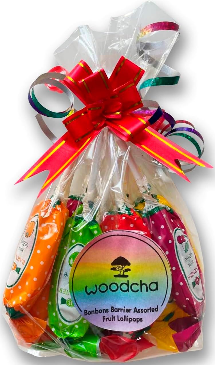 WOODCHA Bonbons Barnier Assorted Lollipops, Lollipops Individually Wrapped, Gourmet French Candy In Gift Wrapping (15pc)