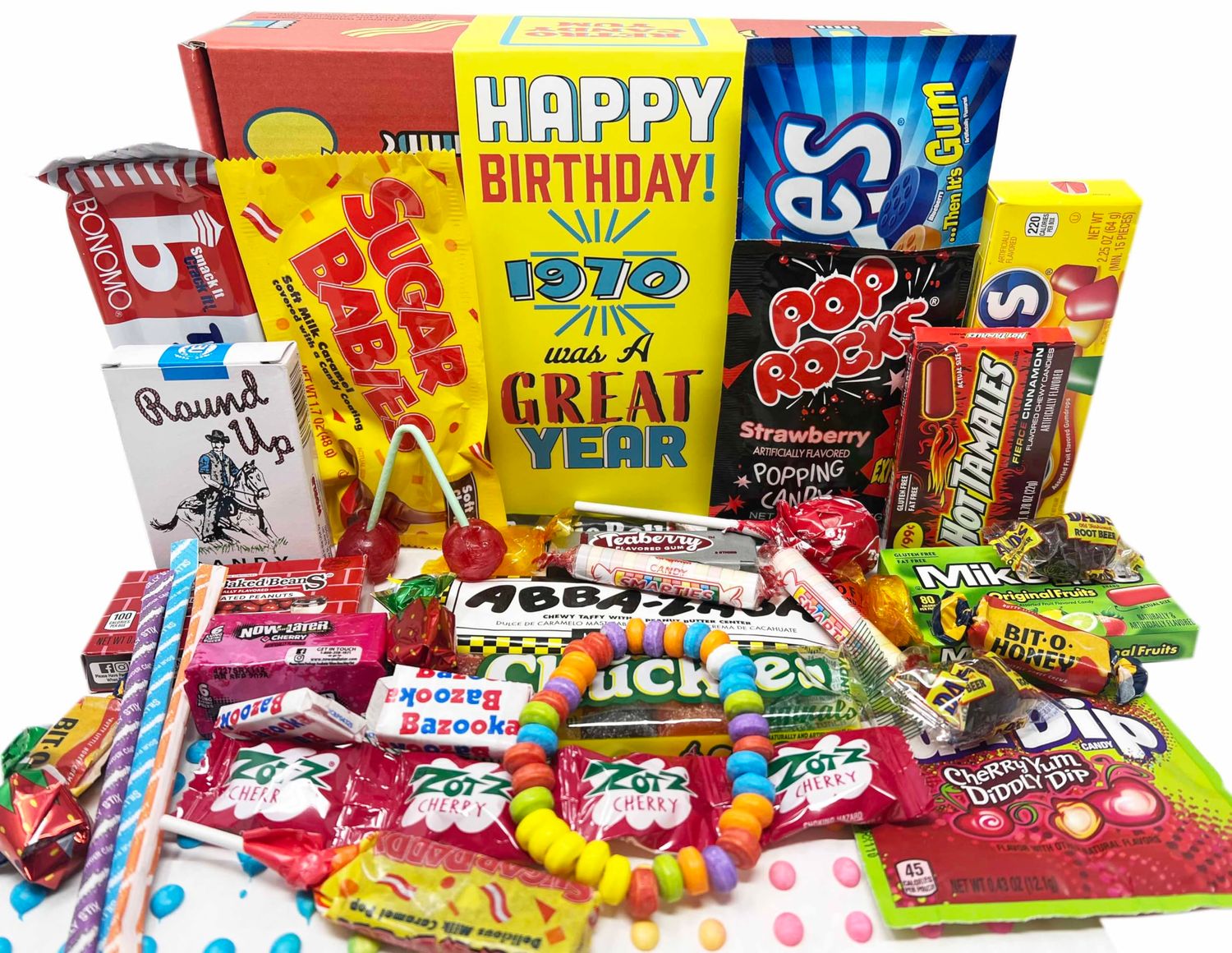RETRO CANDY YUM 1970 55th Birthday Gifts for 55 Year Old Women and Men Nostalgic 1970s Candy Gift Mix from Childhood Born 1970 Jr