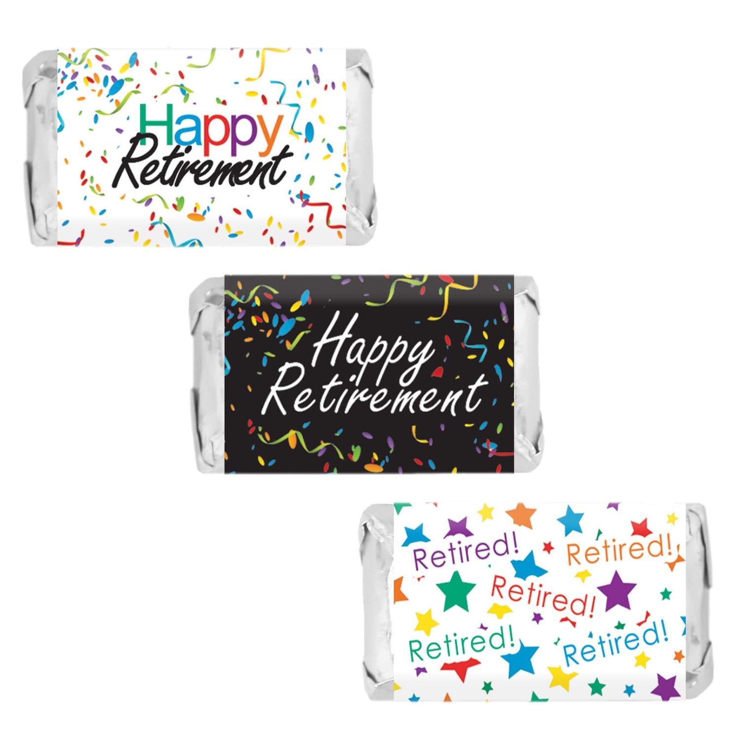 Happy Retirement Party Mini Candy Bar Wrappers, Retirement Party Decorations - 45 Stickers