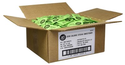 Amazon Brand - Happy Belly Zero Calorie Stevia Sweetener powder Packet, 1000 Count, 2.2 pound (Pack of 1)