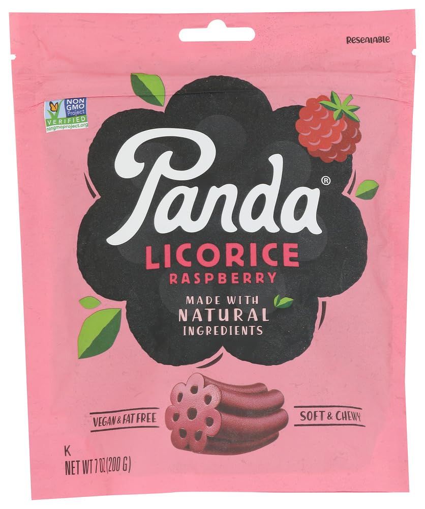 Panda Licorice, All Natural Raspberry Licorice, 7 oz (200 g) -- 2PC
