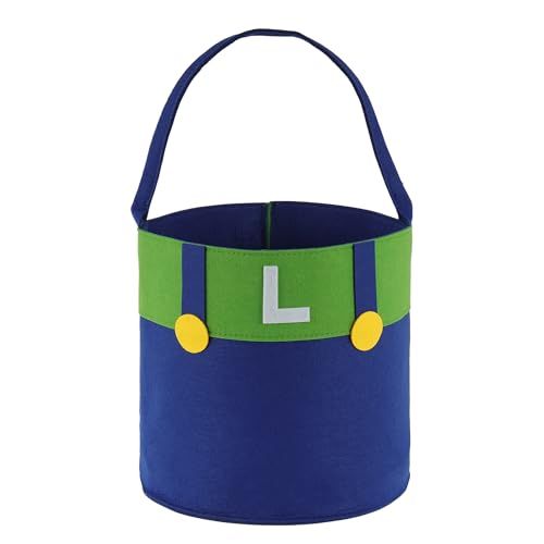 Easter Basket with Handles for Kids, Happy Easter Gift for Easter Egg Hunts Decorations Candy Gifts Storage (MA B)