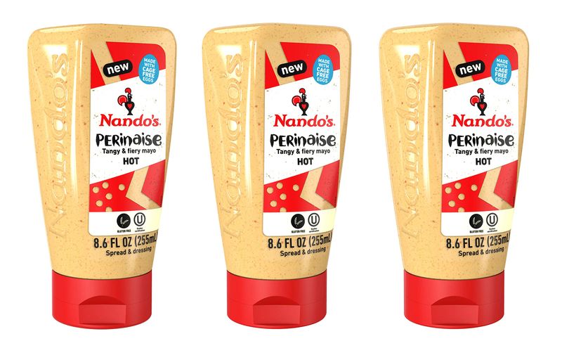 Nando&#39;s Hot Spicy Mayo PERinaise - Flavored Mayonnaise Spread &amp; Dressing - Gluten Free - 8.6 fl oz (3 Pack)