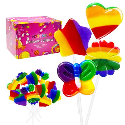 36 Pack Rainbow Flower, Colorful Butterfly, Galaxy Star &amp; Heart Lollipop Suckers, Rainbow Swirl Lollipops Individually Wrapped Bulk, Kid&#39;s Lollipops Candy for Birthday, Net 8g Mixed Fruit Flavor