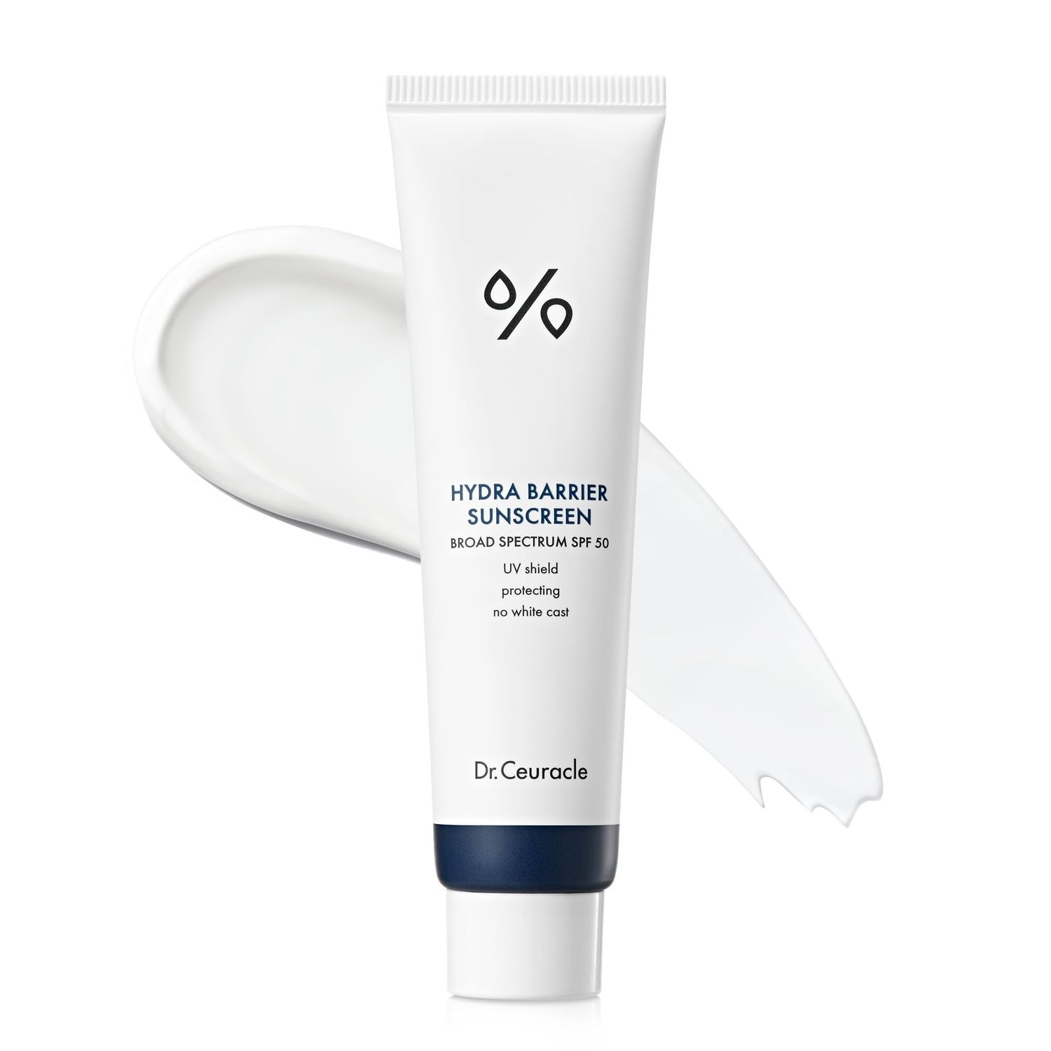 Dr.Ceuracle Hydra Barrier Facial Sunscreen Broad Spectrum SPF 50 - Korean Mineral Sunscreen with Zinc Oxide and Hyaluronic Acid, Dewy Glow, No White Cast (50ml / 1.69 fl. oz.)