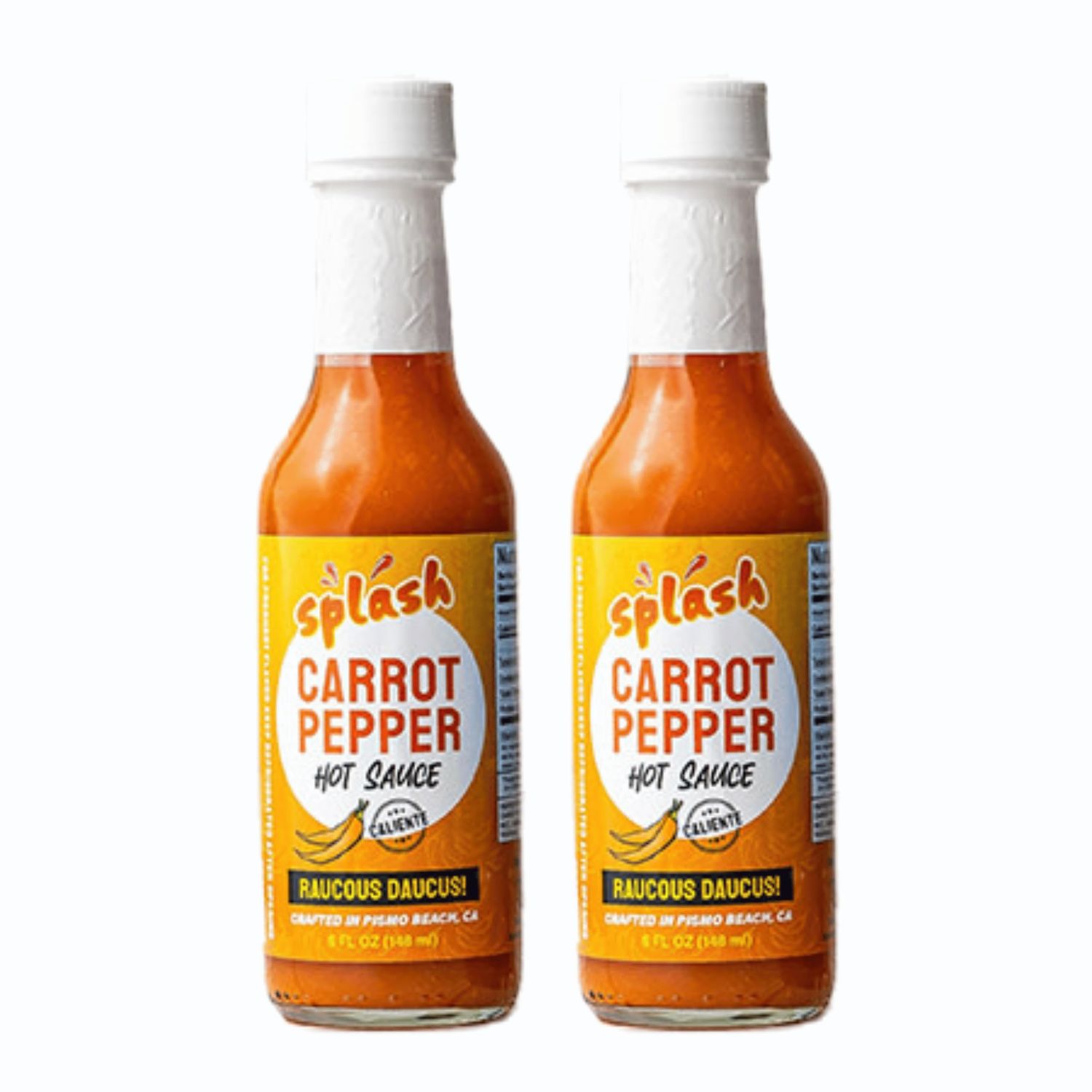 Splash Caf Carrot Pepper Hot Sauce - 5 Oz Bottle of Hot Sauce - Gourmet Hot Sauce - Best Hot Sauce for Fish and Seafood, Chicken, Pork, and Beef - Goes Great on Eggs (2)