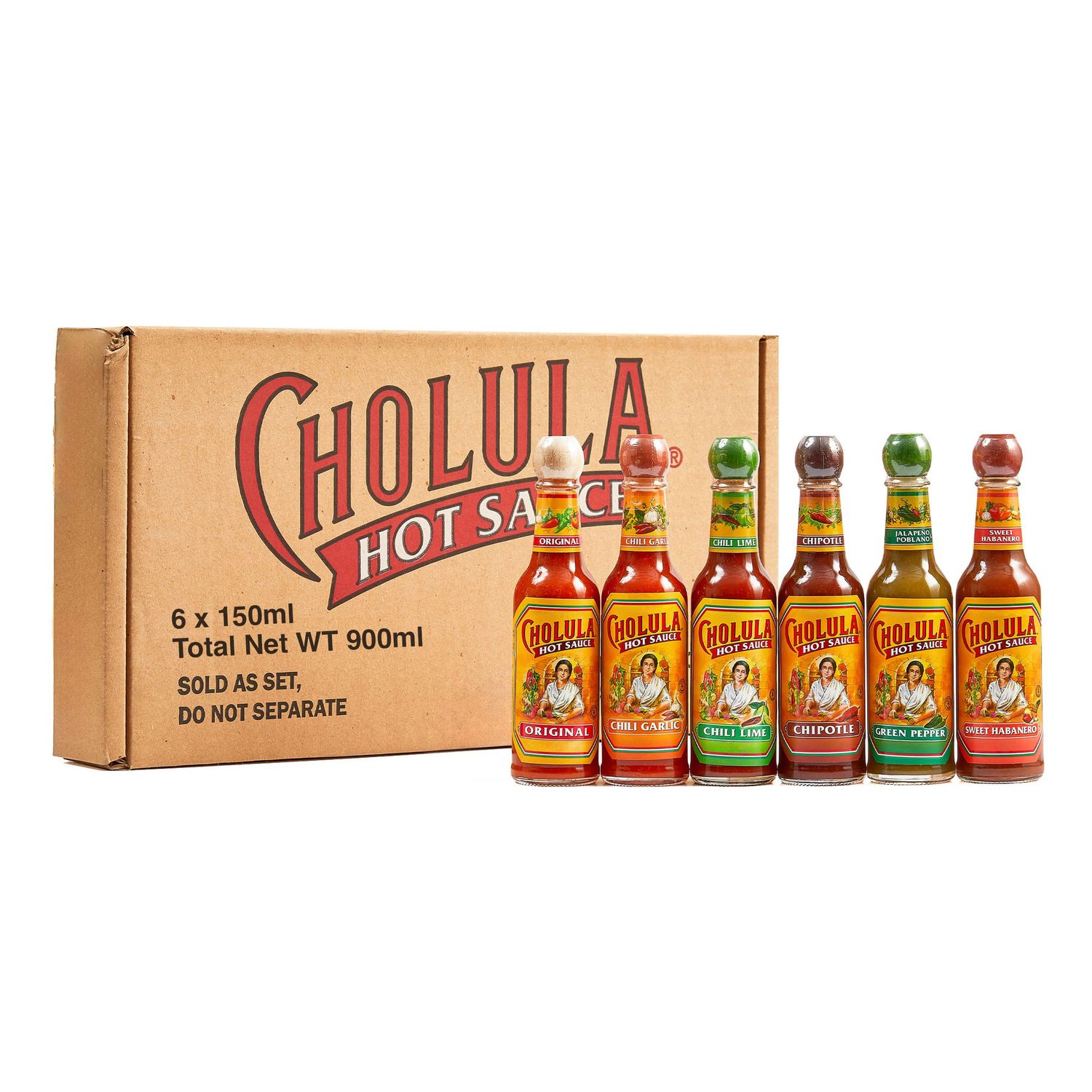 Cholula Hot Sauce Variety Pack, Product of Mexico, Gift Set Includes Six 5 Fl Oz Signature Cholula Hot Sauces for Eggs, Pizza, Mexican Dishes, and More, 30 fl oz