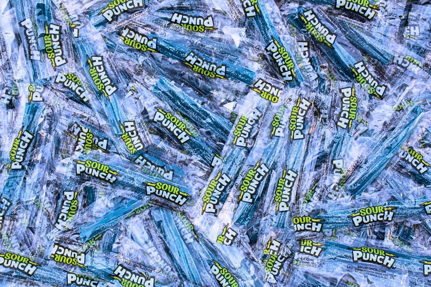 Mini Blue Sour Punch Straws- Bulk Blue Raspberry Sour Power Patch Straw Bites, by Queen City Candy Cave (1 Pound)