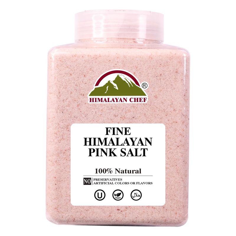 Himalayan Chef Himalayan Pink Salt Fine Grain, Plastic Jar-5 lbs