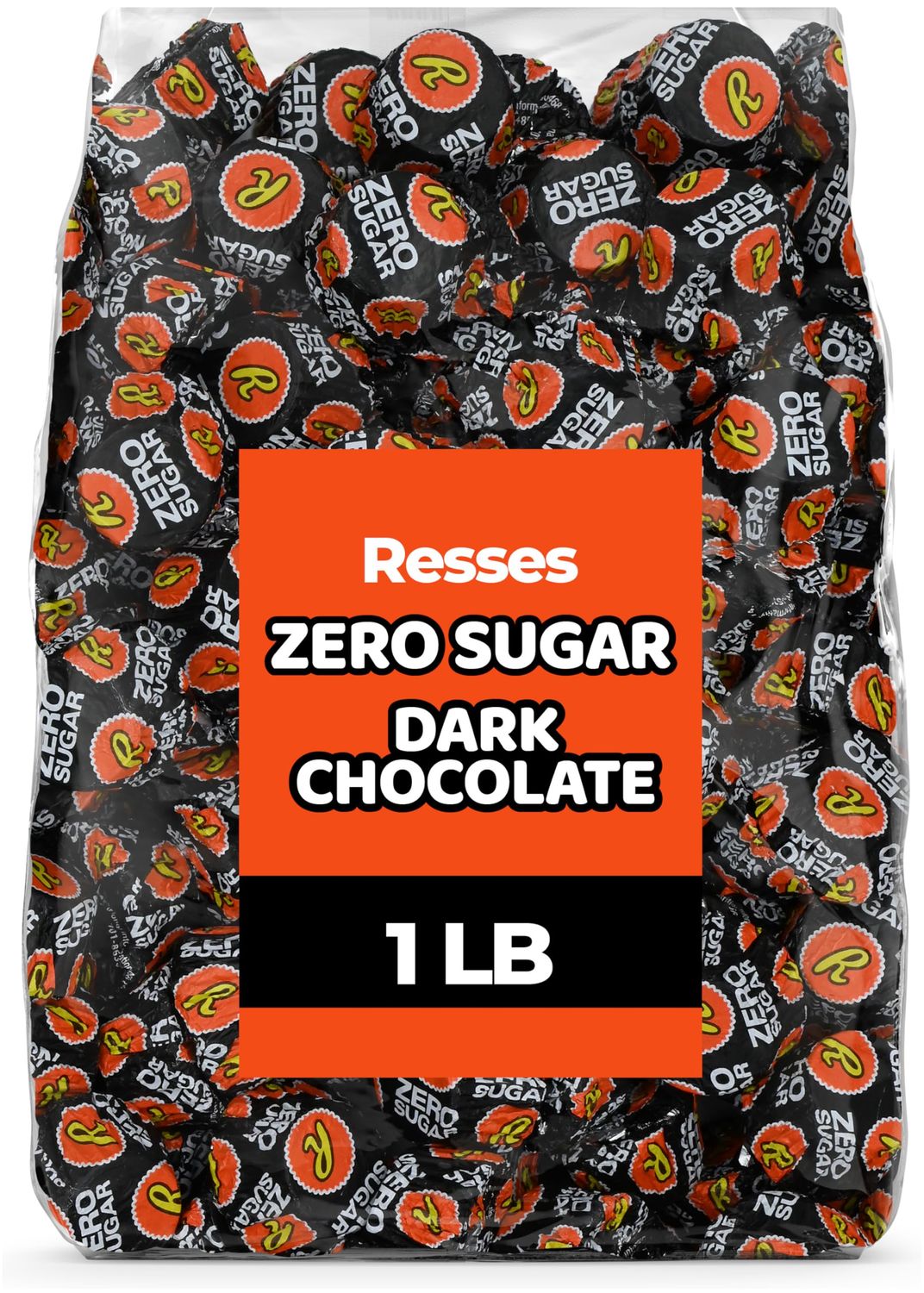 Reeces Zero Sugar Dark Chocolate Peanut Butter Miniatures Cups, 1 lb Bag - Sugar-Free Keto-Friendly Dark Chocolate Treats