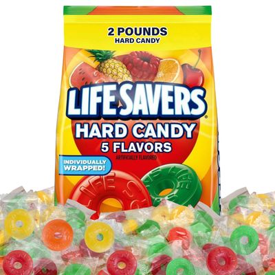 Assorted Hard Fruit Lifesaver Candy Bulk - Bulk Candy Individually Wrapped, Ideal Candies Bulk for Buffets and Party Favors or Snacking at Home, Perfect for Sharing with Friends and Family. 2 Pounds