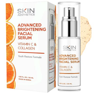 Skin Aesthetics Vitamin C Serum with Collagen - Dark Spots &amp; Skin Brightening, Anti-Aging &amp; Acne Treatment - Dermatologist Tested Korean Skincare - Clean Beauty, Cruelty-Free - 1.69 oz