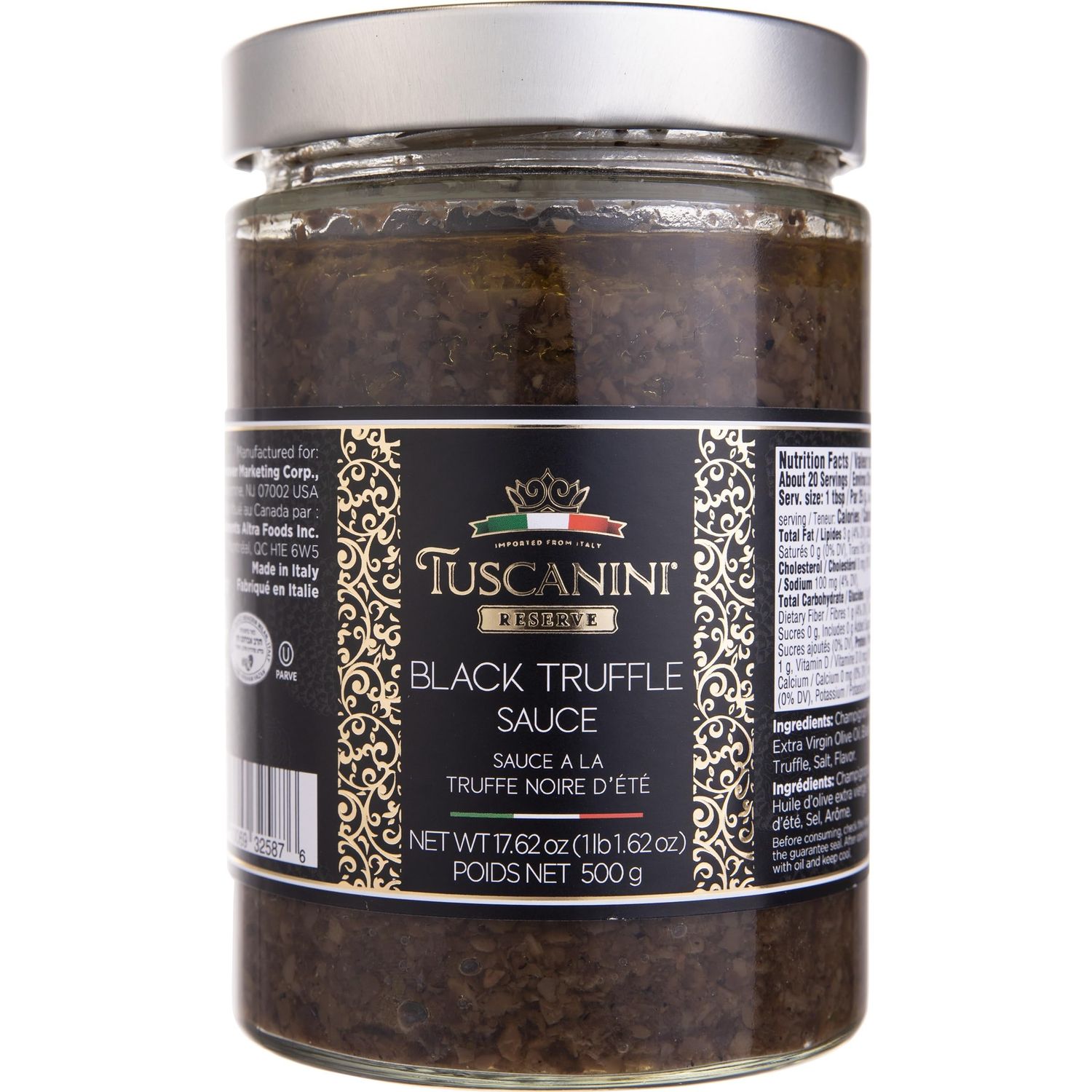 Tuscanini Reserve Black Summer Truffle Sauce, 17.6oz For Drizzling over Meat, Bread, Pastas, Pizza and Fries Value Size Product of Italy Certified Kosher