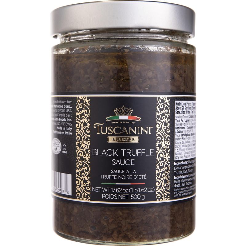 Tuscanini Reserve Black Summer Truffle Sauce, 17.6oz For Drizzling over Meat, Bread, Pastas, Pizza and Fries Value Size Product of Italy Certified Kosher