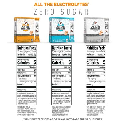 Gatorade G Zero Powder, Glacier Cherry Variety Pack, 0.10oz Individual Packets - 10 Count (Pack of 5)