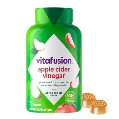Vitafusion Apple Cider Vinegar Gummies 500mg Apple Cider Vinegar per Serving Plus B Vitamins, 75ct (30 Day Supply), Keto Friendly ACV