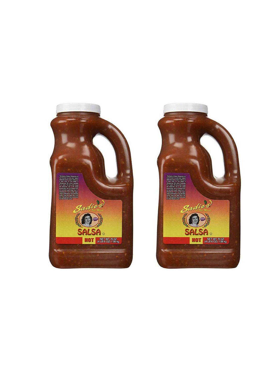 Sadie&#39;s of New Mexico Hot Salsa - 70 oz Jug - Tomato, Chillies &amp; Jalapenos (Pack Of 2)