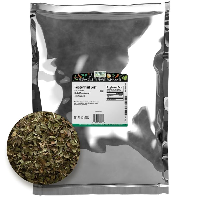 Frontier Co-op Bulk Peppermint Leaf, 1 Pound, Cut, Sifted Peppermint For Tea &amp; Cooking, Cool, Refreshing Scent