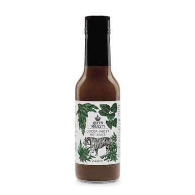 Queen Majesty COCOA GHOST HOT SAUCE 5oz - All Natural Habanero &amp; Ghost Pepper Condiment with Chipotle - Vegan, Low-Carb, No Sugar, Kosher, Gluten Free, non GMO, Featured on Hot Ones