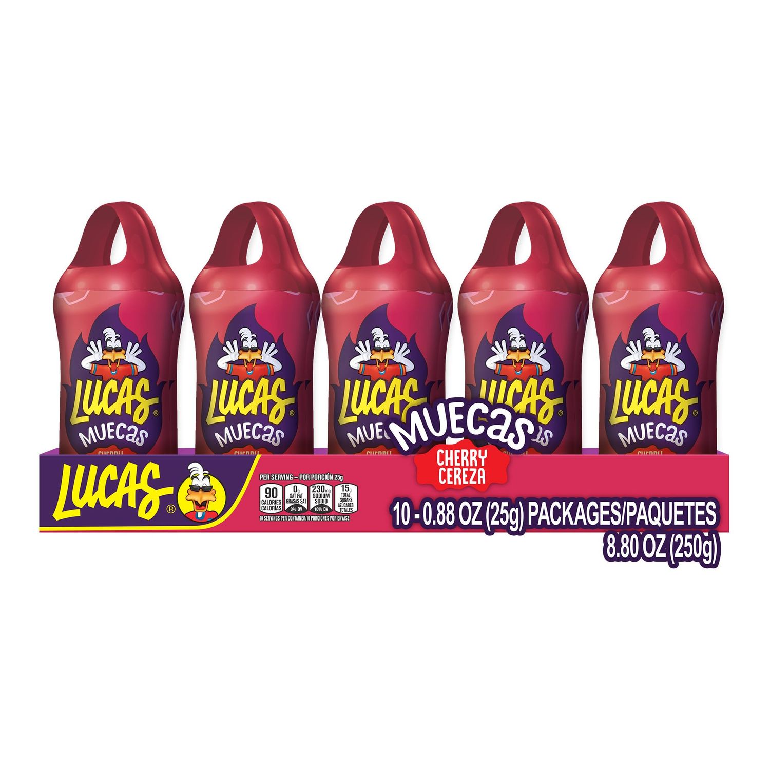 Lucas Muecas Cherry Flavor Lollipop With Chili Powder, 8.8 Ounce