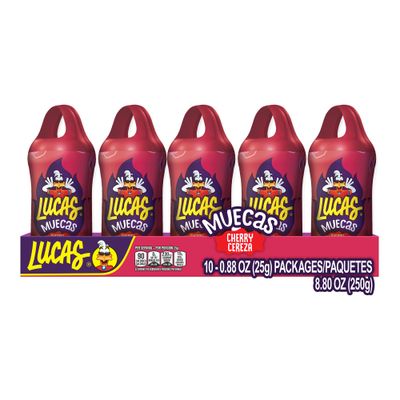 Lucas Muecas Cherry Flavor Lollipop With Chili Powder, 8.8 Ounce