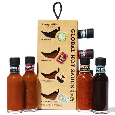 Thoughtfully Gourmet, Global Hot Sauces Tour Gift Set, Includes 4 Unique Hot Sauces: Outback Heat, Havana Habanero, Mayan Ruins, Isla Bonita
