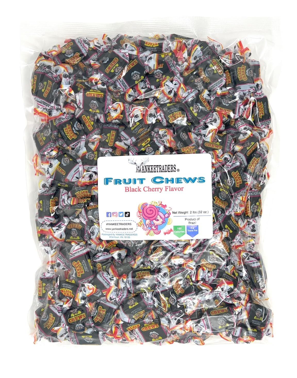 Black Cherry Flavor Fruit Chews, 2 Pounds Bulk