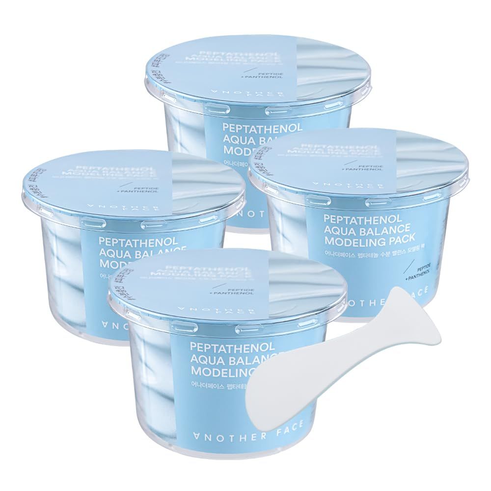 ANOTHERFACE PEPTATHENOL Aqua Balance Modeling Pack, Deep Hydrating &amp; Cooling Jelly Mask, Intensive Calming &amp; Soothing, Smooth Skin Texture, Home Spa Kit, Korean Skin Care, 4 cups in 1 Pack, Vegan