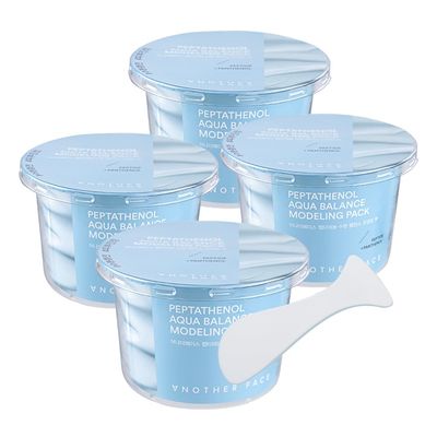 ANOTHERFACE PEPTATHENOL Aqua Balance Modeling Pack, Deep Hydrating &amp; Cooling Jelly Mask, Intensive Calming &amp; Soothing, Smooth Skin Texture, Home Spa Kit, Korean Skin Care, 4 cups in 1 Pack, Vegan