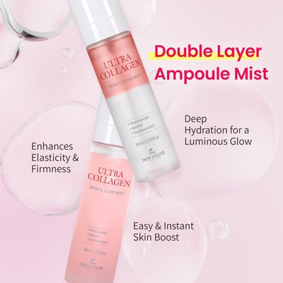 The Skin House Ultra Collagen Dewy & Glow Ampoule Mist I Glowy Collgen Ampoule & Mist I Double Layer Mist I Mist Spray Type I Face Mist Korean Skincare 80ml/ 2.70 fl.oz