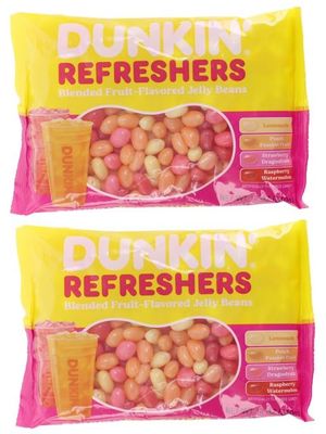 Dunkin&#39; Refreshers Fruit-Flavored Jelly Beans, Assorted Flavors, 2 Pack Candy Snacks &amp; Sweets, Easter Basket Stuffers