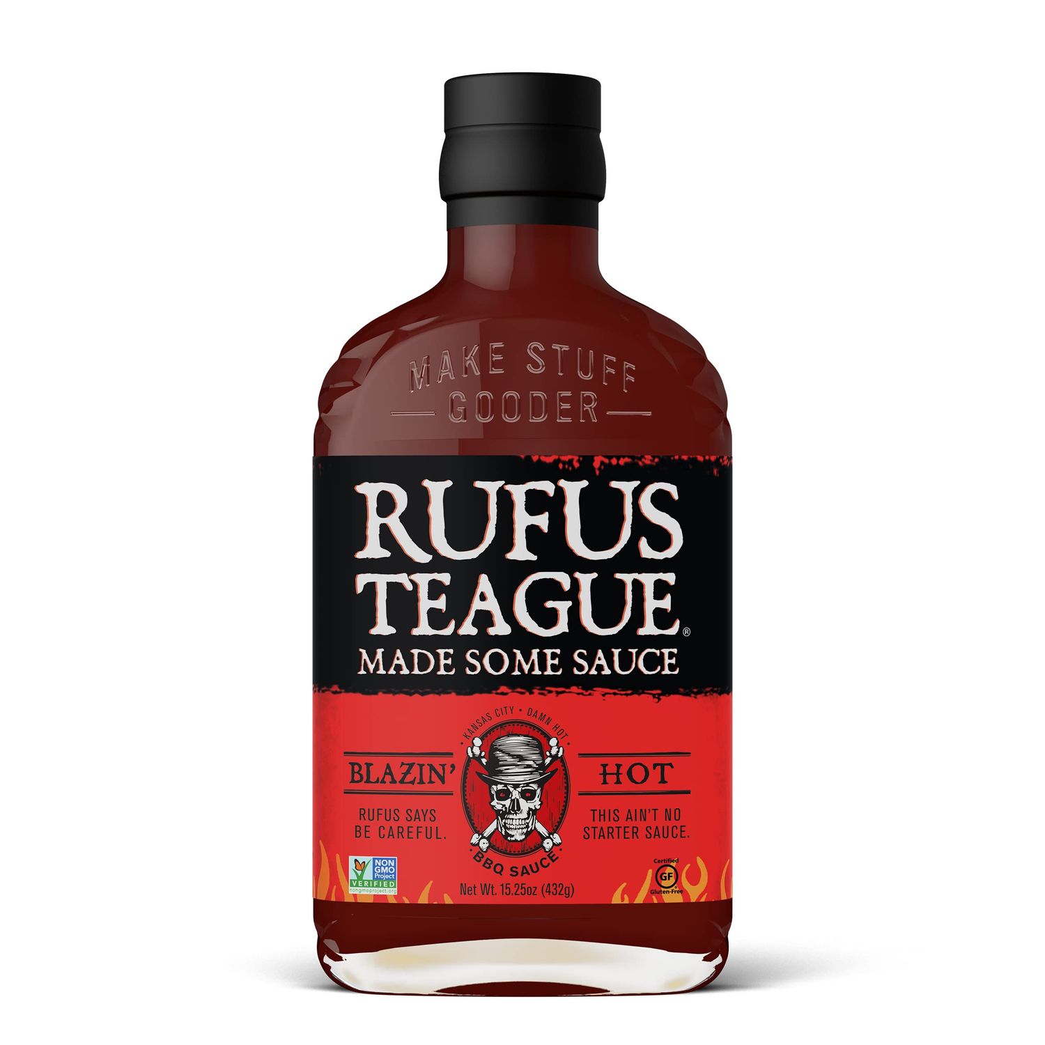 Rufus Teague - Blazin&#39; Hot BBQ Sauce - Premium Barbecue Sauce - 15.25 oz. Bottle
