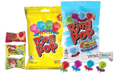 Ring Pop Individually Wrapped Tongue Painters and Assorted Flavors Bundle 8 pops Color your Tongue Blueberry Blast, Cherry Explosion, Purpleberry Punch, Watermelon Rush Soko Smiles Mint included.