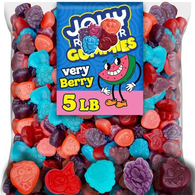 JolliRancher Very Berry Assorted Gummies, Bulk 5 Lbs Gummy Candies, 5 Fruit Flavors Soft and Chewy Jellies for Kids Goody Bags, Birthday Party Treats and Pinatas