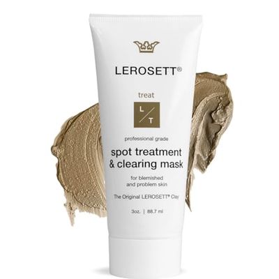 LEROSETT Facial Clay Mask for Acne, Oily Skin, Visibly Tightens Pores. Overnight Spot Treatment for Pimples, Blemishes, Cysts, Blackheads. 100% Natural, Spa-Grade, Made in Sweden Since 1987