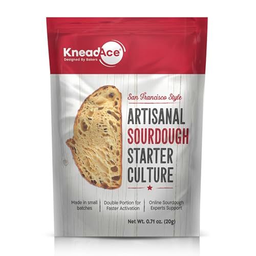 KneadAce Sourdough Starter Culture - Fast-Activating Natural Wild Yeast for Homemade Bread - Dehydrated Sourdough Starter for Baking Artisan Loaves, Easy to Use &amp; Perfect for Beginners