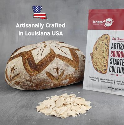 KneadAce Sourdough Starter Culture - Fast-Activating Natural Wild Yeast for Homemade Bread - Dehydrated Sourdough Starter for Baking Artisan Loaves, Easy to Use &amp; Perfect for Beginners