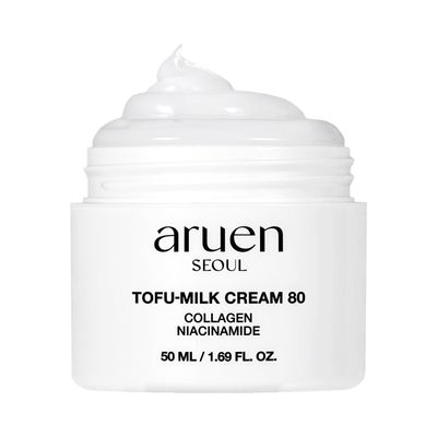 aruen Bean Essence Tofu Milk Slime Cream Korean Skincare 80% Fermented Soy Milk with Collagen, Niacinamide, Hyaluronic Acid Fragrance-Free &amp; Vegan For Korean Glass Skin (1.69 fl.oz/50ml)