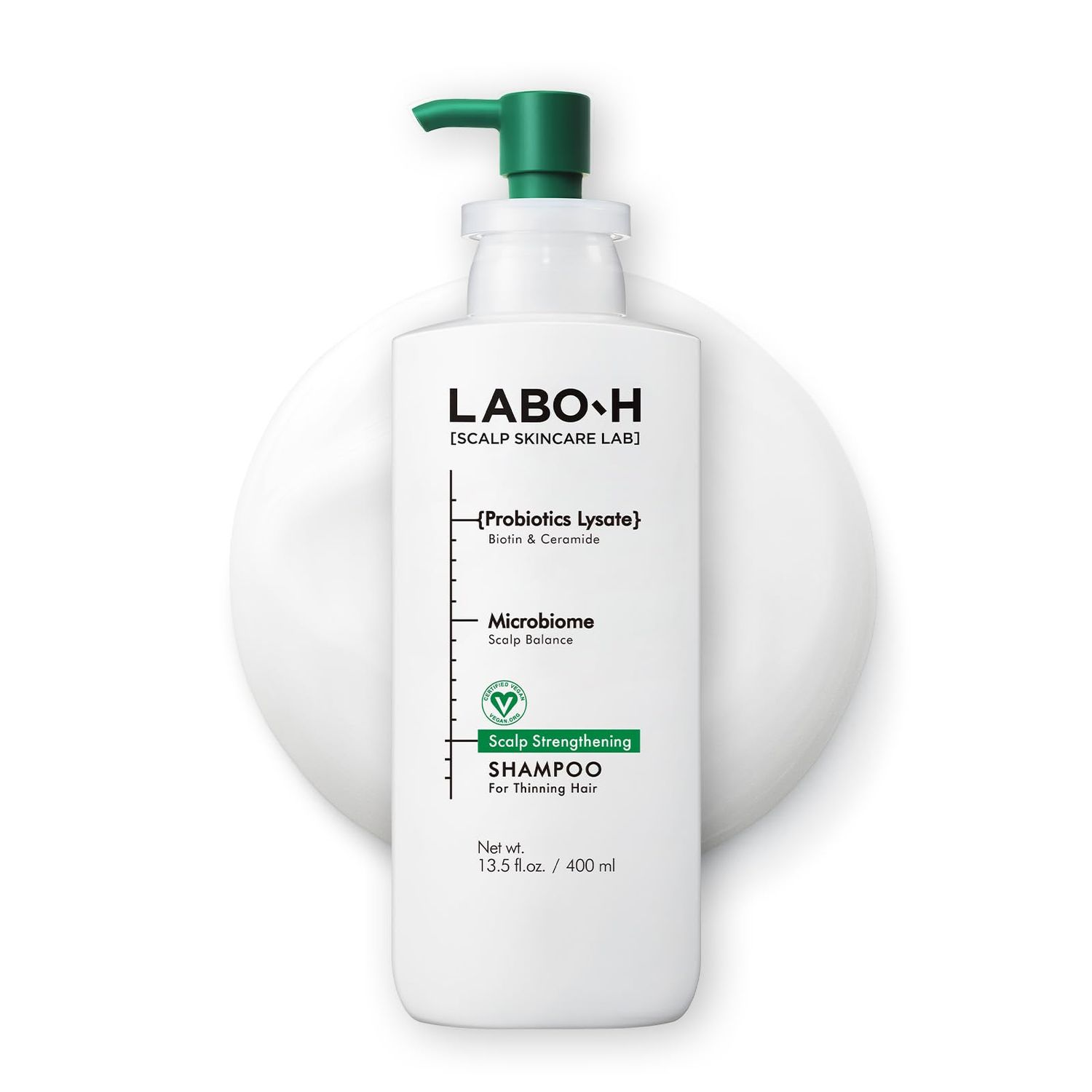 LABO-H Scalp Strengthening Shampoo for Hair Growth &amp; Anti-Loss Vegan Ceramide Haircare Routine with Rosemary Oil, Biotin and Caffeine, Paraben Free, Korean, 13.5 Fl. oz.