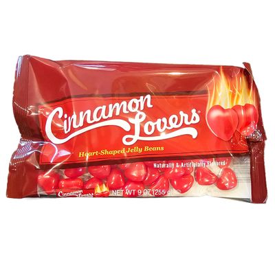 Jelly Belly Cinnamon Lovers Jelly Beans Hearts, Sizzling, Refreshing, Sweet Heat, Heart Candy, 9oz Bag