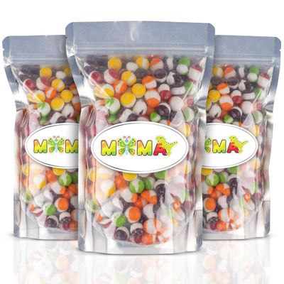 MiMa Pack of 3 Flavorful Freeze Dried Asteroids - Assorted Fruit Candy for a Unique, Crunchy Easter Treat (6oz, Original Rainbow) - Resealable Bag of Freeze-Dried Delights