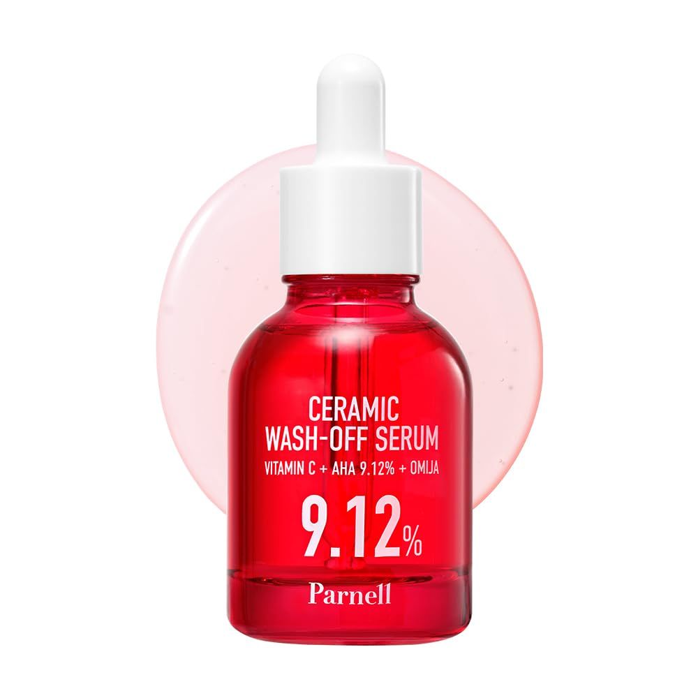 Parnell AHA 9.12% Omija Ceramic Wash-Off Serum 1.01 fl.oz Exfoliating &amp; Blackhead Removal Serum with Vitamin C for Smooth, Radiant Skin Korean Skin Care