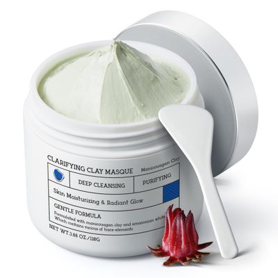 NING DERMOLOGIE Clay Mask for Face Sensitive Skin: Triple Mud Formula, Deep Pore Cleansing, Moisturizing, Oil Balancing, Texture Improving, Helps Reduce Blackheads, Synergy Solution - 3.88 Oz