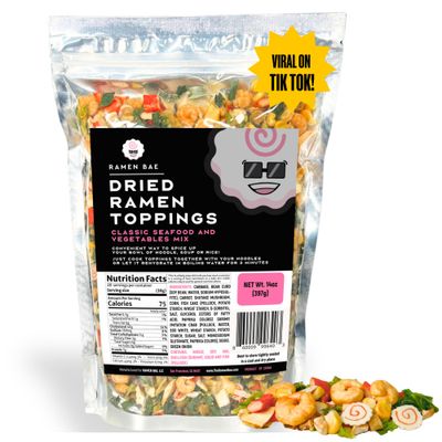 The Ramen Bae - Classic Seafood and Vegetables MIx, Dried Ramen Toppings - 14oz (14 oz., Classic Seafood and Veggie Mix)