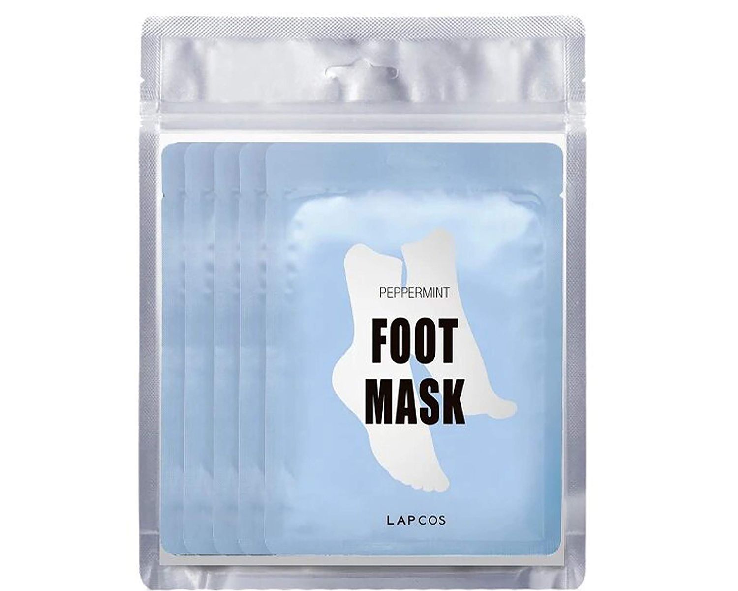 LAPCOS Foot Mask, Moisturizing Spa Treatment with Peppermint and Lavender, Repair Dry Cracked Heels &amp; Feet, Korean Beauty Favorite, 5-Pack