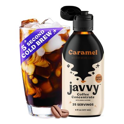 Javvy Coffee Concentrate - Cold Brew Coffee, Perfect for Hot or Iced Instant Coffees, Hot Drinks, Cold Brew Concentrate, 35 Servings - Caramel